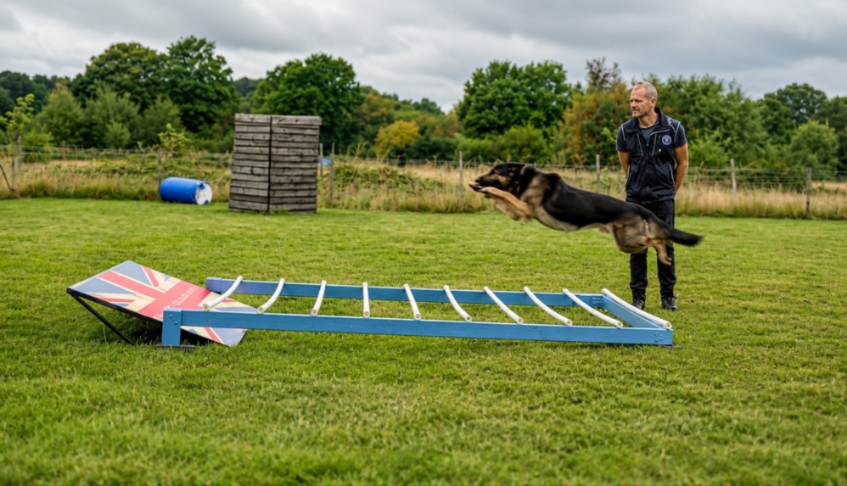 Working dog training session in action